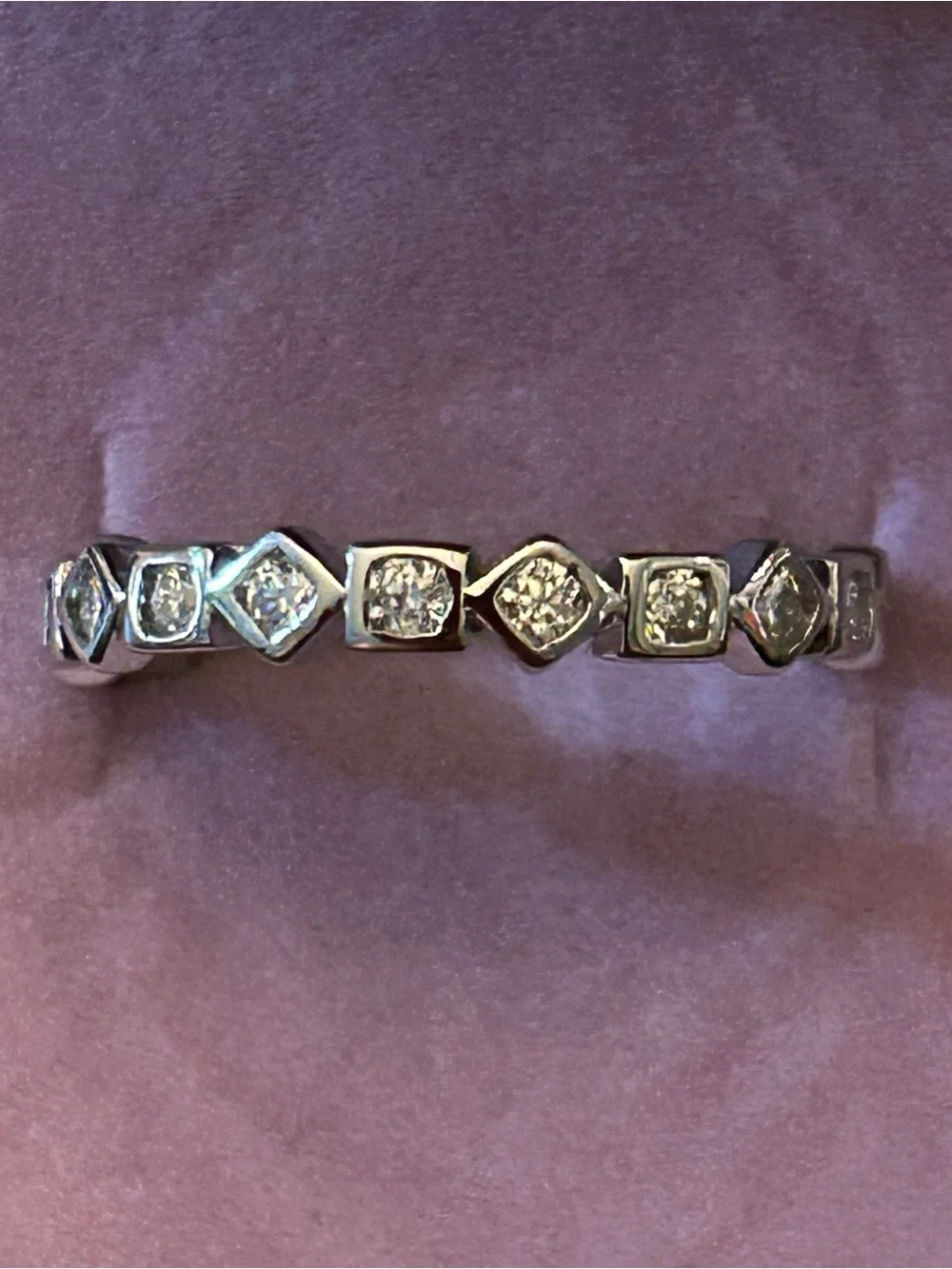 1.00CTW Moissanite Geometric Stackable Eternity Band Ring 925 Sterling Silver